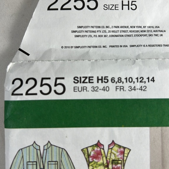 Simplicity 2255 UNCUT Easy to Sew Shirt Sewing Pattern Sizes 6 8 10 12 14 - Picture 5 of 6